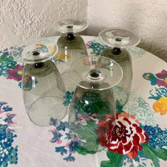 Vintage Mid Century Smokey Glass Blown Glass Ice Tea Glasses, Water Goblets Set - Picture 4 of 16